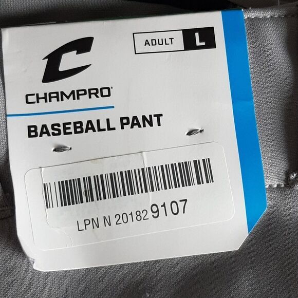 CHAMP Pro GRAY Belted Baseball Pants Adjustable Inseam L‎ 38 x34  NWT - Picture 8 of 12